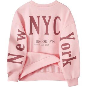 Floerns Girl's Letter Print Long Sleeve Sweatshirts Kids Crew Neck Pullover Tops