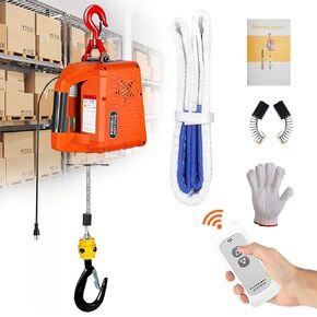 Electric Hoist Winch,1102LBS Portable Electric Hoist, 1500W 110/120V Power Winch Crane, 25ft Lifting Height, with Wireless Remote Control for for Garage, Warehouses, Factories Lifting Towing