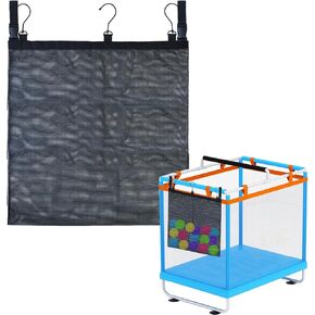 Mesh Side Pouch for Pool Storage Bin, Large 23.6*23.6" Mesh Bag Net Storage Bag Hanging Bags Expandable Organizer Bag with Hooks for Above Ground Pool Accessories, Beach Toys, Outdoor Supplies