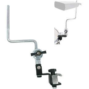 Bass Snare Tom Drum Hoop Mount Clamp with Percussion Cowbell Mounting Arm, Conga Drum Cowbell Mount Bracket for Jam Block Tambourine Mount Drum Set Accessory