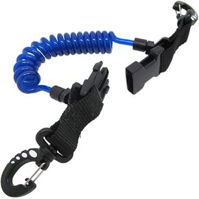 Scuba Choice Scuba Diving Shark Coil Lanyard with Snaps and Quick Release Buckles, Blue