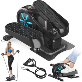 Under Desk Bike Pedal Exerciser Under Desk Elliptical Manual Quiet Elliptical Mini Standing Elliptical Machines for Home Use Portable Foot &Leg Pedal Exerciser with 2 Resistance Bands