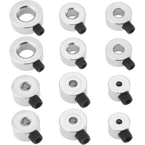 ECSiNG 30Pcs Shaft Collar Zinc Plated Solid Steel Bore 1.6mm 2.1mm 2.6mm 3.1mm 4.5mm 5.1mm Clamp Collar Set with M3 Grub Screw for Toy Car DIY