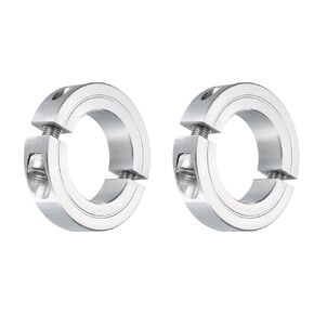 uxcell 2Pcs Double Split Clamp-On Shaft Collar for 1-1/4" Shaft, Two-Piece Clamping Collar 2-1/16" OD, 1/2" Thickness, Aluminum Alloy Set Screw Split Collar Clamp
