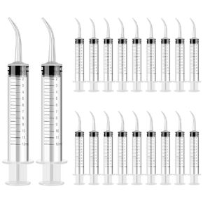 WLLHYF 20 Pcs Dental Syringes, Wisdom Teeth Syringe with Curved Tip Feeding Small Pets Dental Irrigation Syringe with Measure for Dental Care Curved Measurable Care Lab