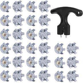 simarro 30 Pcs Golf Shoe Spikes Replacements, Golf Cleats Replacement with Golf Cleats Spanner, Metal Thread Screw 6 mm, Golf Spike Tool for Cricket Shoe Golf Player