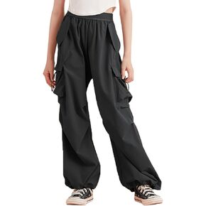 Lightweight Silky Jogger Pants for Girls Kids & Toddler Warm Weather Cargo Loose High Waisted Pants