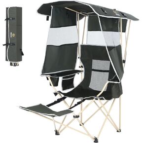 Nice C Camping Chair with Canopy, Chair with Shades, Sports Chairs, Folding Chair with Canopy, Detachable Shade Canopy, Side-Pocket and Cupholder (One Green)
