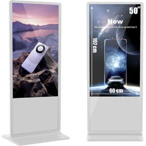 50 Inch Digital Signage Kiosk Touchscreen,8GB+128GB Android 11, Floor Standing Lcd Digital Signage, Commercial Interactive Advertising Display Screen, Digital Signage with Auto Media Player White