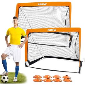 Poray Portable Soccer Goal Pop Up Soccer Net for Kids and Adults with 210D Oxford Fabric & Extra Stakes,Birthday Gift & Fun for Backyard and Soccer Training