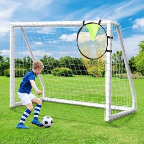 Soccer Goal for Backyard 8x6FT/10x6.5FT/12x6FT Soccer Net with Soccer Targets for Goals Training, Soccer Goals for Kids and Adults with Weatherproof UPVC Frame and Ground Stakes
