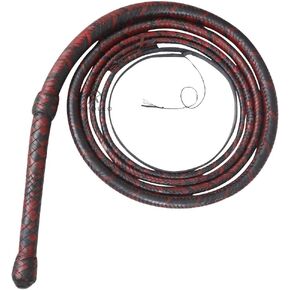 Indiana Style Bull Whip 4 Foot 8 Plaits Real Cow Hide Leather Equestrian Rope Core Bullwhip Jones Red & Black Cowboy Whip, Western Whip