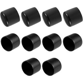 uxcell 10pcs Rubber End Caps 1 1/2"(38mm) ID Vinyl Vinyl Round End Cap Cover Screw Thread Protectors Black
