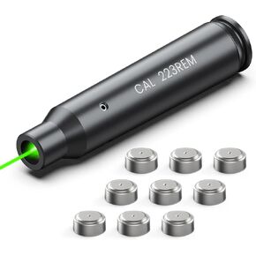 Feyachi Green/Red Laser Bore Sight 223 5.56mm Bore Sight Laser Boresighter with 3 Sets of Batteries Bore Sighting Laser for Rifle