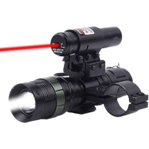 Tactical Red Laser Dot Sight + LED Zoomable Flashlight with Rings Mount Combo for Rifle Shotgun