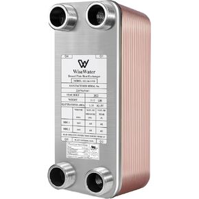 AB Plate Heat Exchanger, 3"x8" 10 Plates Water To Water Heat Exchanger, Copper/SS316L Stainless Steel Brazed Plate Heat Exchanger For Floor Heating, Water Heating, Snow Melting