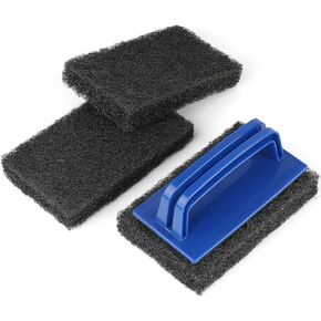 Blackstone Grill Cleaning Kit, Heavy Duty Griddle Scrubber Scouring Pad & Handle, Griddle Cleaning Brush for Charcoal, Gas Grills, Cast Iron Cookware, Oven, Grate, Stovetop