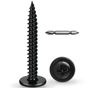 #8 x 1-1/2 Inch Wood Screws Phillips Modified Truss Head Stainelss Steel 410 Self Tapping Metal Screws,Black Zinc Plated(2Ib,270Pcs)