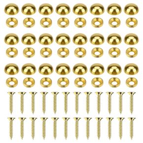 24Pcs Decorative Screws with Caps, Brass Self Tapping Screw Decorative Bolts Upholstery Tacks Mirror Screws with Decorative Caps Screw Covers for Furniture Fixing, Painting Fixing, Mirror Fixing 15mm