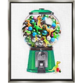 Stupell Industries Dinosaur Candy Dispenser Framed Floater Canvas Wall Art by Amanda Greenwood