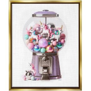 Stupell Industries Unicorn Gumball Machine Framed Floater Canvas Wall Art by Amanda Greenwood