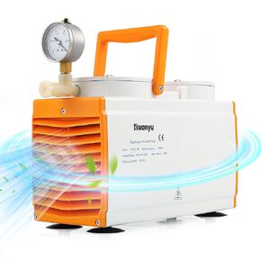 Huanyu Oilless Diaphragm Vacuum Pump 30L/min Lab Vacuum Pump Chemical Resistant No Oil Vacuum Pump Laboratory Vacuum Filtration Extraction Distillation 110V (Anticorrosive, Double Pumps, GM-0.5B)