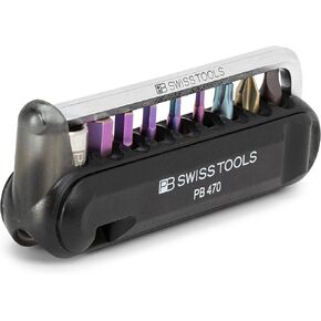 PB Swiss Tools Bike Multitool PB 470.Black | 100% Swiss Made | Pocket Tool with Bits, Allen Key, Steel Adapter, Tire Lever for Mountain and Road Bike, Bicycle, E-Bike