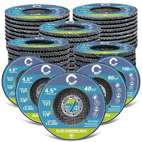 50 Pack 4 1/2" Flap Discs for Angle Grinder, T27 Zirconia Flap Discs 4 1/2 for Metal, Wood, Stainless Steel, 40/60/80/100/120 Grit, Durable Grinding Wheels for Surface Preparation and Finishing