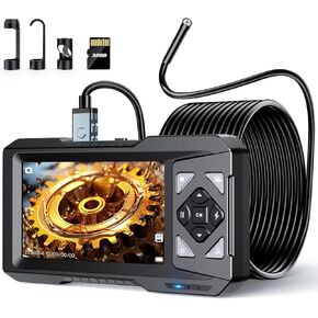 4.3" Endoscope with Light,1080P HD Photo Video Inspection Camera, IP67 Waterproof Borescope with 16.4FT Semi-Rigid Cable,Snake Sewer Camera with 6 LED Lights,32GB SD Card
