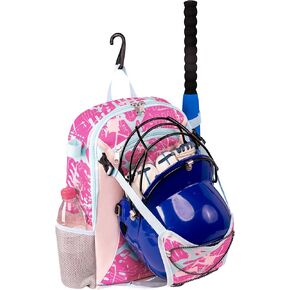 Youth Baseball Bat Bag Backpack, T-Ball & Softball Equipment Gear for Youth with Fence Hook, Lightweight Baseball Bat Backpack, Large Main Compartment for Helmet