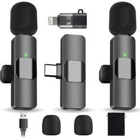 Wireless Lavalier Microphone for iPhone and Android, USB-C Mini Microphone with Noise Reduction, Perfect for Recording, Vlogging, YouTube, TikTok, Podcasts, and Interview Video