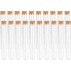 GSHLLO 20 Pcs Small Plastic Test Tubes Liquid Storage Tubes Seed Bead Tubes Clear Craft Tubes Party Favor Tubes Plant Propagation Tubes with Cork Stoppers