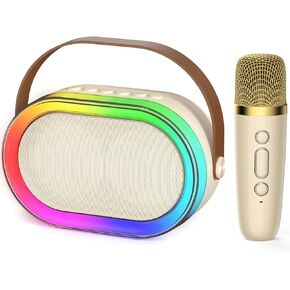 Karaoke Machine for Kids Adults, Portable Bluetooth Speaker Mini Karaoke Machine with 2 Wireless Microphones & LED Lights for Home Parties Gathering, Xmas Birthday Gifts for Girls Boys All