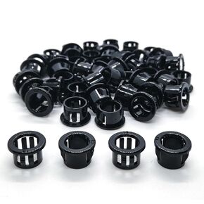 50 Pcs Black Snap Bushing 1/2" Mounting Diameter,Plastic Cable Hole Grommets for Wiring,Plastic Snap Bushing,Black Nylon Snap in Locking Bushing Cable Hose Bushing Plastic Hole Grommet Protectors