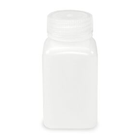 Globe Scientific 7180175 Diamond RealSeal Bottle, Wide Mouth, Square, HDPE with PP Closure, 175mL, 12/Pack