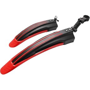 Bike Fender Set, Thicken Widen Bicycle Front/Rear Mud Guards, 2 Parts- Universal Bicycle Mudguard Set Fit for MTB Mountain Road Bike - Black+Red