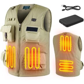 THKFISH Heated Fishing Vest for Men, 3 Heating Levels Men's Vest with Battery Pack, Mens Safari Hunting Heated Jacket