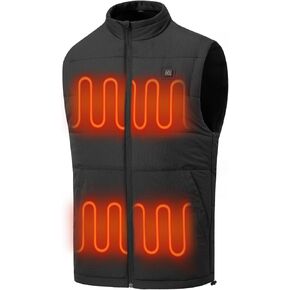 Men's Heated Vest Water-resistant USB Rechargeable Washable Electric Winter Heating Vests (Battery Pack Not Included)