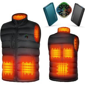 KOVNLO Heated Vest for Men With 20,000mAH Battery Pack Included(Black,4XL), Smart Controller with Lights-out Design, Electric Heated Jackets