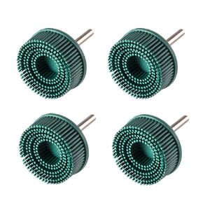 4PCS 2" Bristle Discs Green Brush Disc Grade with 1/4" Shank Attachment Abrasive Coating Removal Disc, 50# Grit Grade Bristle Sanding Disc Bristle Brush Disc Bristle Rubber Abrasive Brush