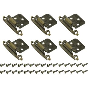 uxcell Cabinet Kitchen Inset Hinges, 6Pcs 1/2" Overlay Semi-Concealed Hinges Face Mount Cabinet Hardware Self-Closing Cabinet Hinges with Screws, Red Bronze
