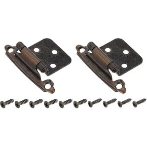 uxcell Cabinet Kitchen Inset Hinges, 2Pcs 1/2" Overlay Semi-Concealed Hinges Face Mount Cabinet Hardware Self-Closing Cabinet Hinges with Screws, Bronze