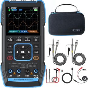 FNIRSI 2C23T 3IN1 Digital Oscilloscope Multimeter DDS Generator, 2 Channels, 10MHz Bandwidth, 50MSa/s Sampling Rate, 10000 Counts, Voltage, Current, Capacitor, Resistor, Diode Test