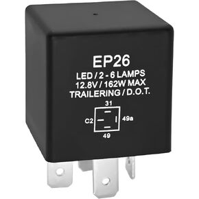 EP26 4 Pin LED Flasher Relay (Pack of 1), Compatible with Jeep TJ Wrangler 1997 1998 1999 2000 - LED Electronic Turn Signal & Hazard Warn Realy - Replaces 56009339 Relay