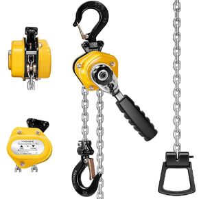 VIVOHOME Mini Chain Hoist 1/2 Ton 10ft Yellow, Lever Chain Hoist with G80 Manganese Steel Chains, Manual Chain Fall for Garages, Warehouses, and Automotive Tasks