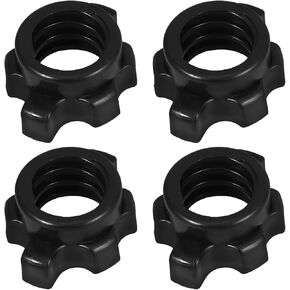 VOSAREA 4 Pcs Barbell Screw Clamps 1inch Barbell Spin-Lock Collars Screw Fixing Nuts for Workout Weightlifting Fitness Training Black