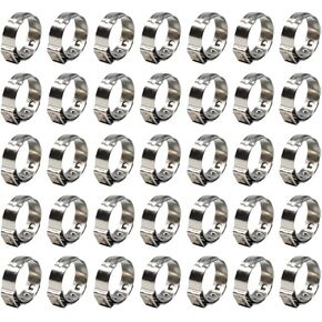 35Pcs 304 Stainless Steel 12.8-15.3mm Single Ear Hose Clamps Crimp Hose Clamps with Ear for Automotive, Securing Pipe Hoses