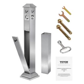 VEVOR Cigarette Butt Receptacle, Square Cigarette Butt Container with 4 Disposal Openings & Top Cover, Stainless Steel Outdoor Cigarette Butt Disposal for Garden, Office, Restaurant, Hotel, Silver