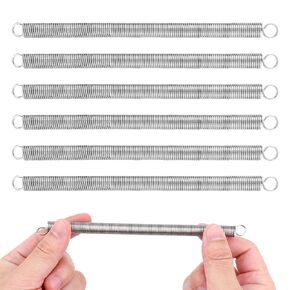 6pcs Extension Spring Assortment, 6.5x0.37in Stainless Steel Dual Hook Tension Spring Construction Spring with Hook Ends for Industrial Machinery Repair Garage Door DIY