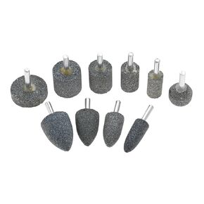 dophee 10Pcs Various Shape Aluminum Oxide Abrasive Mounted Grinding Stones Rotary Grinding Bits with 1/4" Shank for Electric Rotary Tools Drill Grinder